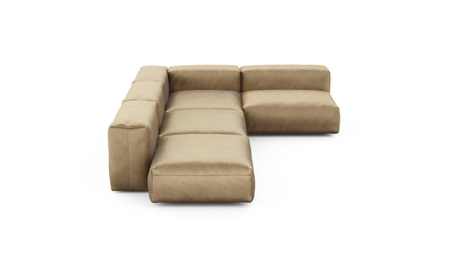 Preset four module corner sofa - velvet - caramel - 220cm x 346cm