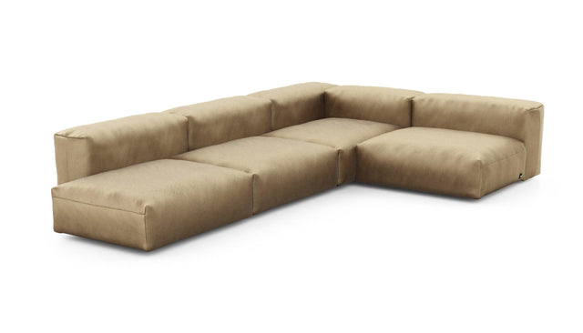 Preset four module corner sofa - velvet - caramel - 220cm x 346cm