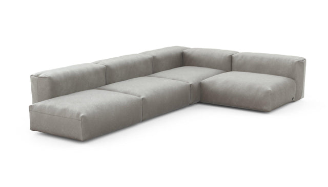 Preset four module corner sofa - velvet - light grey - 220cm x 346cm