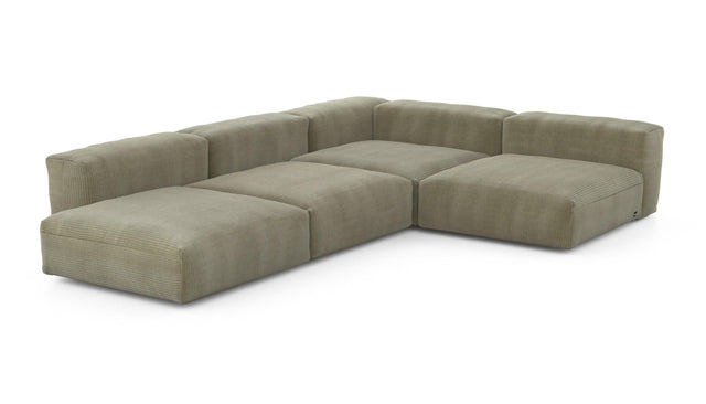 Preset four module corner sofa - cord velours - khaki - 241cm x 346cm