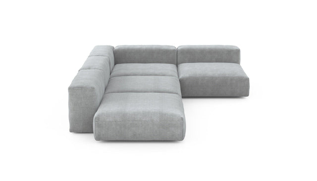 Preset four module corner sofa - cord velours - light grey - 241cm x 346cm