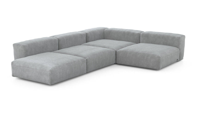 Preset four module corner sofa - cord velours - light grey - 241cm x 346cm