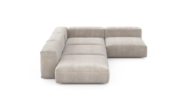 Preset four module corner sofa - cord velours - platinum - 241cm x 346cm