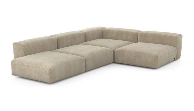 Preset four module corner sofa - cord velours - sand - 241cm x 346cm