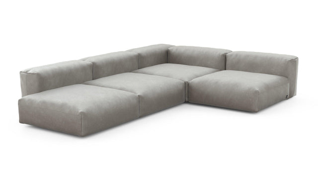 Preset four module corner sofa - velvet - light grey - 241cm x 346cm