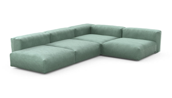 Preset four module corner sofa - velvet - mint - 241cm x 346cm