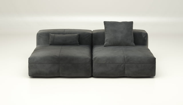 vetsak | Sofa Set 01 Large - Leather - Dark Grey | Modular Sofa | 3.5 Seater