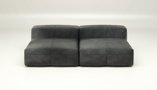 vetsak | Sofa Set 01 Large - Leather - Dark Grey | Modular Sofa | 3.5 Seater