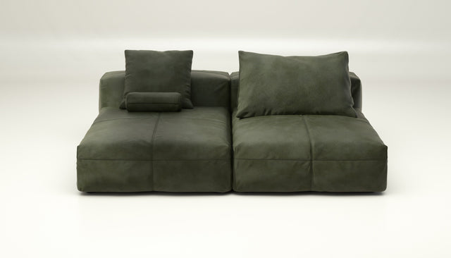 vetsak | Sofa Set 01 XLarge - Leather - Olive | Modular Sofa | 3.5 Seater