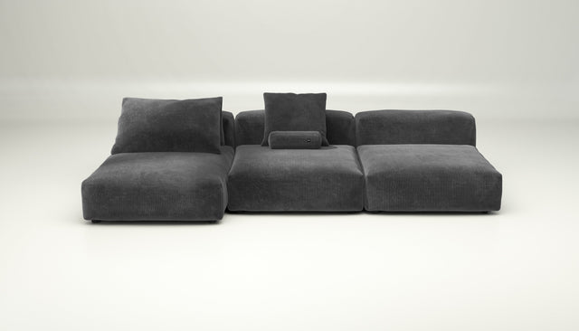 vetsak | Sofa Set 04 - cord velour - dark grey | Modular Sofa | 5 Seater | Big Sofa