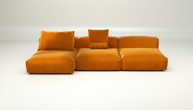 vetsak | Sofa Set 04 - Suave - Orange Blaze | Modular Sofa | 5 Seater | Big Sofa
