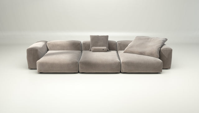 vetsak | Sofa Set 05 - cord velour - platinum | Modular Sofa | 5 Seater | Big Sofa | Corner Sofa