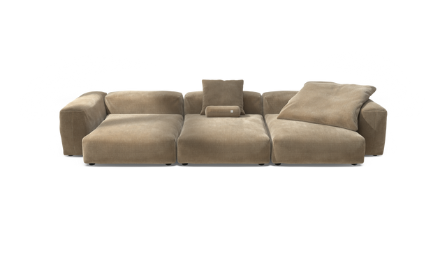 vetsak | Sofa Set 05 - Cord Velour - Sand | Modular Sofa | 5 Seater | Big Sofa | Corner Sofa