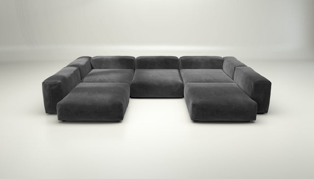 vetsak | Sofa Set 06 - cord velour - dark grey | Modular Sofa | 6.5 Seater | Big Sofa | U-Shape | Corner Sofa