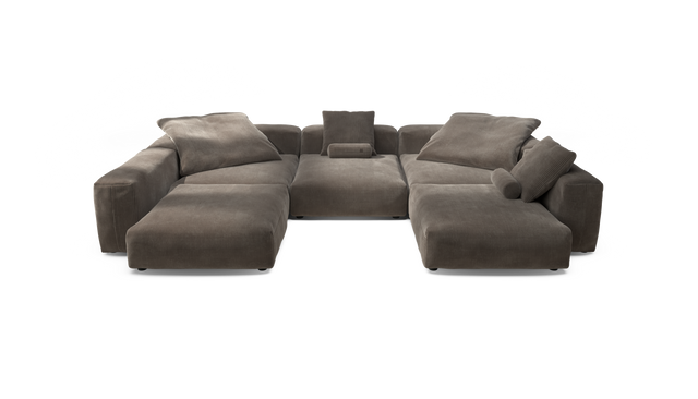 vetsak | Sofa Set 06 - Cord Velour - Mocha | Modular Sofa | 6.5 Seater | Big Sofa | U-Shape | Corner Sofa