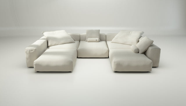 vetsak | Sofa Set 06 - pique - creme | Modular Sofa | 6.5 Seater | Big Sofa | U-Shape | Corner Sofa