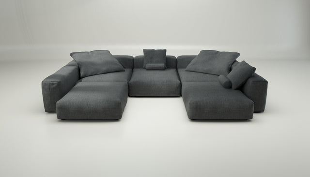 vetsak | Sofa Set 06 - pique - dark grey | Modular Sofa | 6.5 Seater | Big Sofa | U-Shape | Corner Sofa