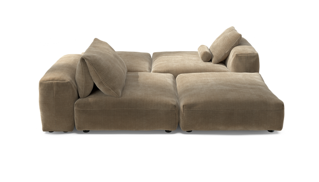 vetsak | Sofa Set 08 - Daybed - Cord Velour - Sand | Modular Sofa | 6 Seater | Outdoor Island | Double lounger