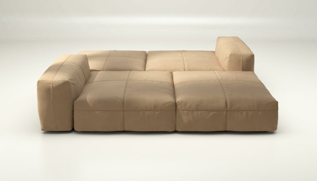 vetsak | Sofa Set 08 - Daybed - leather - beige | Modular Sofa | 6 Seater | Outdoor Island | Double lounger