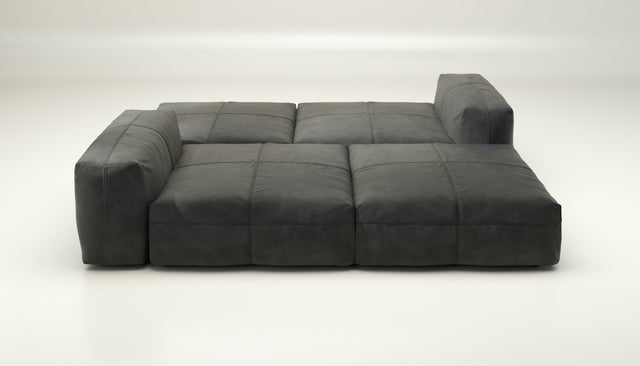 vetsak | Sofa Set 08 - Daybed - leather - dark grey | Modular Sofa | 6 Seater | Outdoor Island | Double lounger