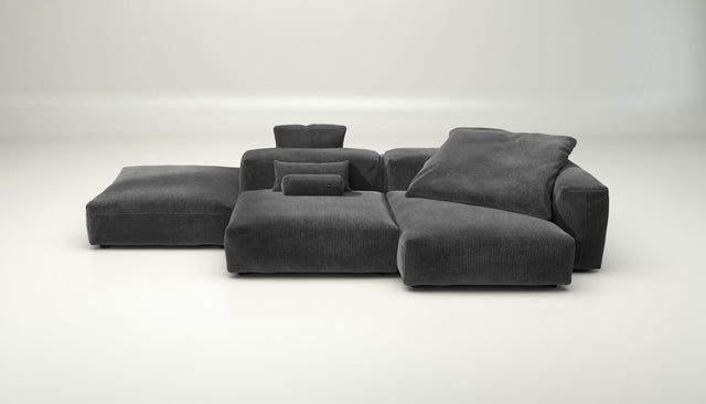 vetsak | Sofa Set 09 - The Island - cord velour - dark grey | Modular Sofa | 7 Seater | Sofa Island