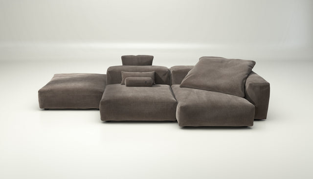 vetsak | Sofa Set 09 - The Island - cord velour - mocha | Modular Sofa | 7 Seater | Sofa Island