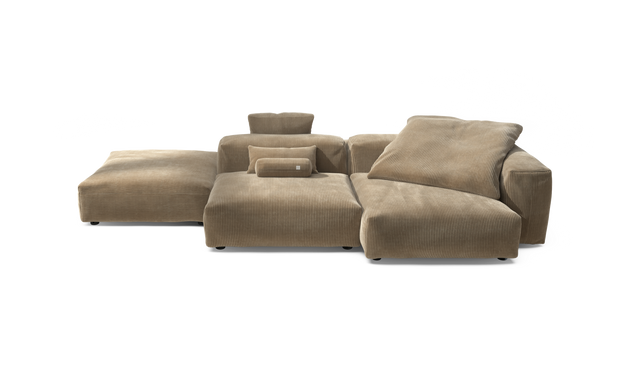 vetsak | Sofa Set 09 - The Island - Cord Velour - Sand | Modular Sofa | 7 Seater | Sofa Island