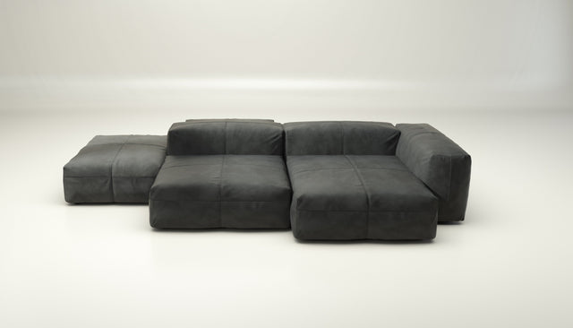 vetsak | Sofa Set 09 - The Island - leather - dark grey | Modular Sofa | 7 Seater | Sofa Island