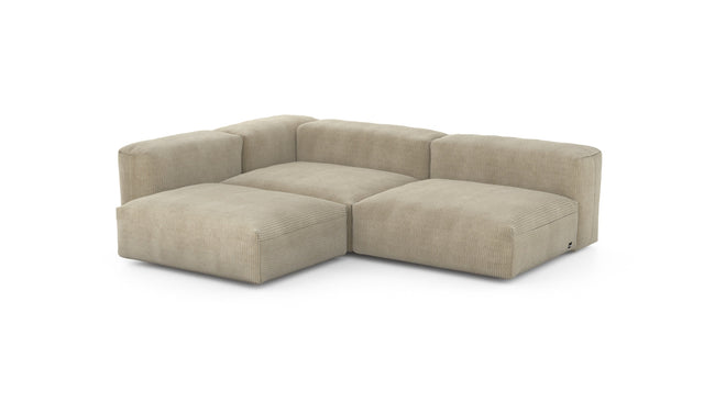 Preset three module corner sofa - cord velours - sand - 220cm x 220cm