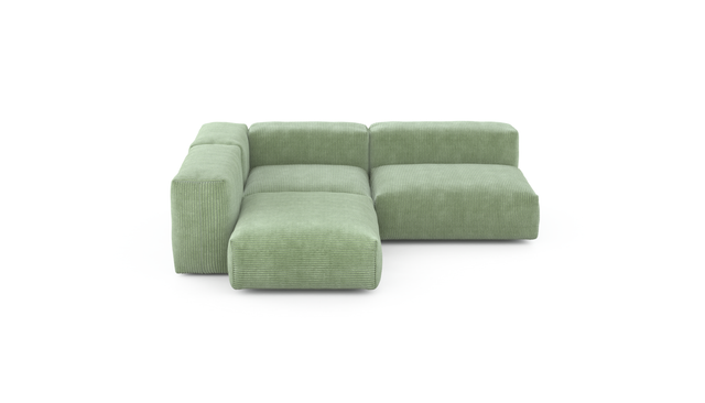 three module corner sofa - cord velour - duck egg - 95in x 78in