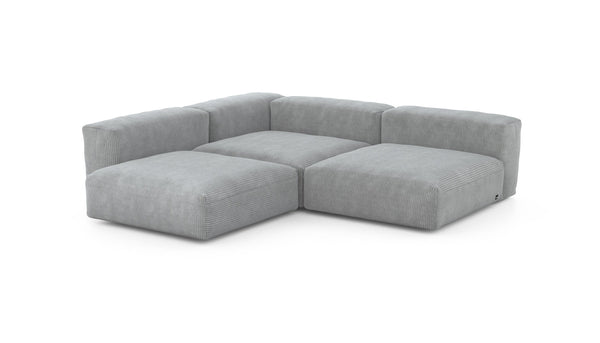 Preset three module corner sofa - cord velours - light grey - 241cm x 241cm