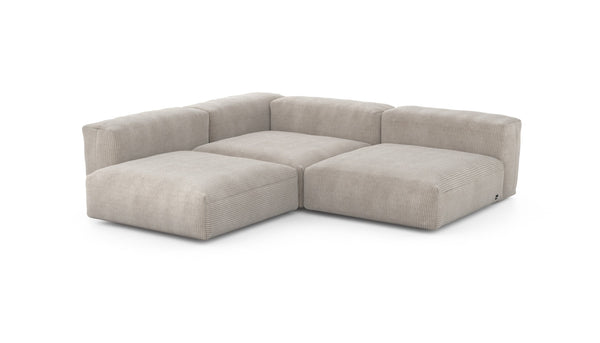 Preset three module corner sofa - cord velours - platinum - 241cm x 241cm