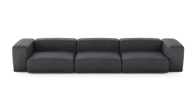 Preset three module sofa - leather - dark grey - 377cm x 115cm