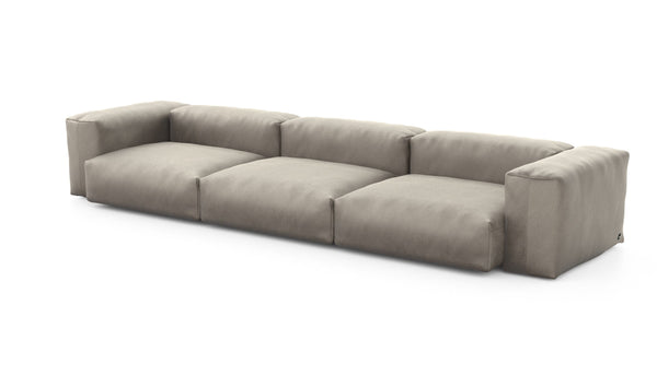 Preset three module sofa - velvet - stone - 377cm x 115cm
