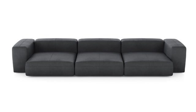 Preset three module sofa - leather - dark grey - 377cm x 136cm