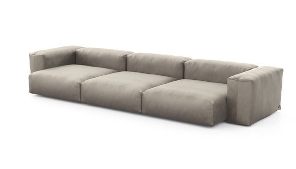 Preset three module sofa - velvet - stone - 377cm x 136cm