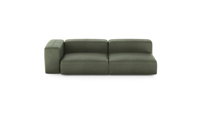 Preset two module chaise sofa - leather - olive - 241cm x 115cm