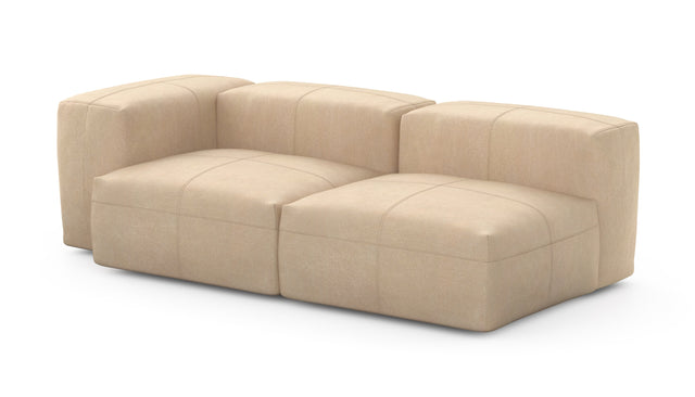 Preset two module chaise sofa - 78 x 37 - leather - beige