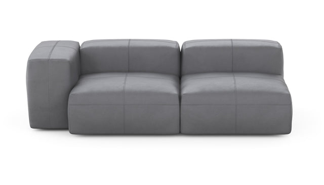 Preset two module chaise sofa - 78 x 37 - leather - dark grey