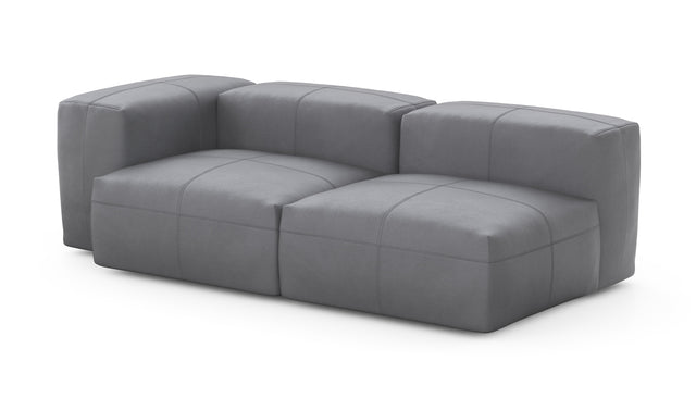 Preset two module chaise sofa - 78 x 37 - leather - dark grey