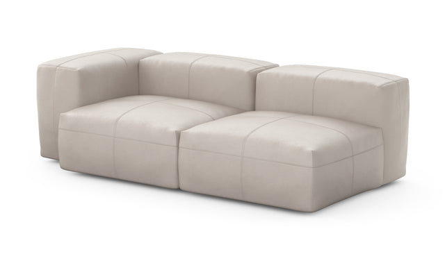 Preset two module chaise sofa - 78 x 37 - leather - light grey