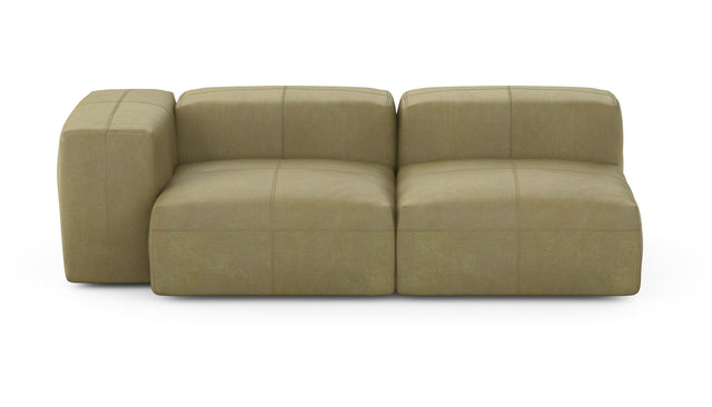 Preset two module chaise sofa - 78 x 37 - leather - olive