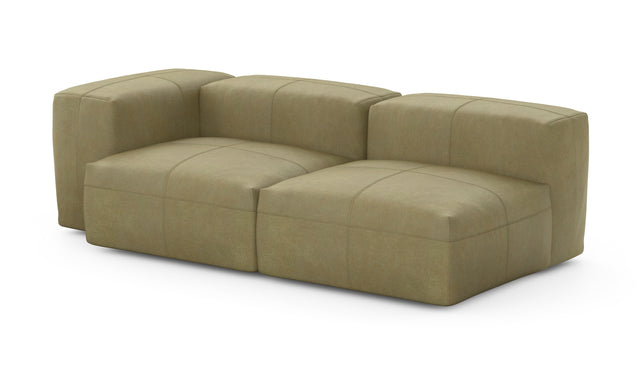 Preset two module chaise sofa - 78 x 37 - leather - olive