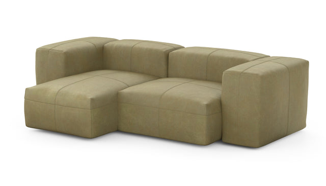 Preset two module chaise sofa - 82 x 45 - leather - olive