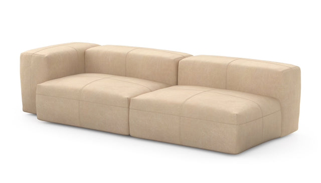 Preset two module chaise sofa - 94 x 37 - leather - beige