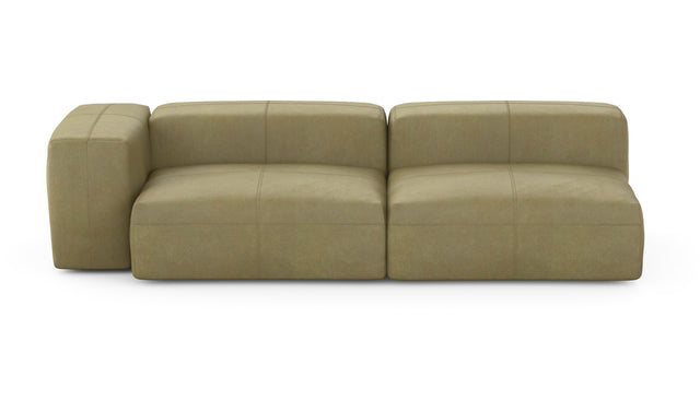 Preset two module chaise sofa - 94 x 37 - leather - olive