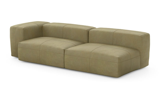 Preset two module chaise sofa - 94 x 37 - leather - olive