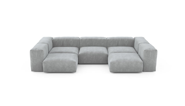 Preset u-shape sofa - cord velours - light grey - 314cm x 199cm