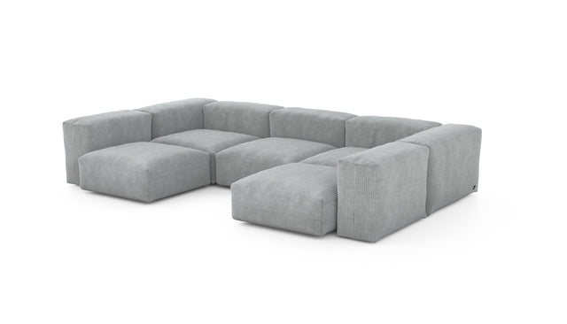 Preset u-shape sofa - cord velours - light grey - 314cm x 199cm