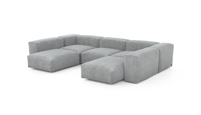 Preset u-shape sofa - cord velours - light grey - 314cm x 220cm